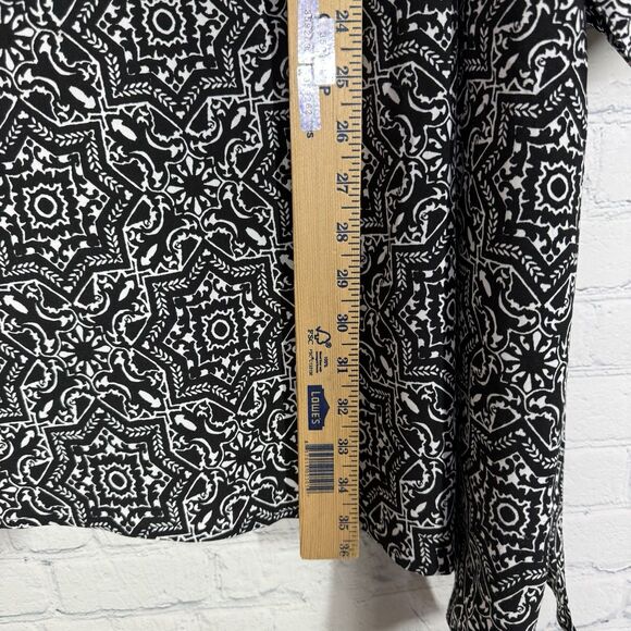 Catherines Tunic Blouse Women Plus 3X Black White Asymmetrical Hem Abstract Top - Picture 6 of 11